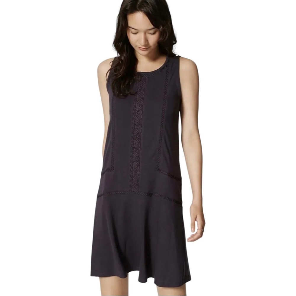 Loft Ann Taylor Women’s Dark Gray XS Gray Lacey Drop Waist Sleeveless Dress